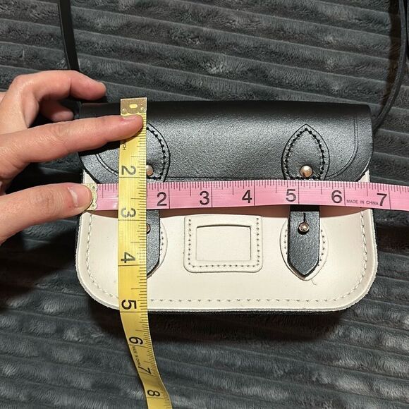 The Cambridge Satchel Company Small Leather Crossbody Bag Black & White - Picture 3 of 9